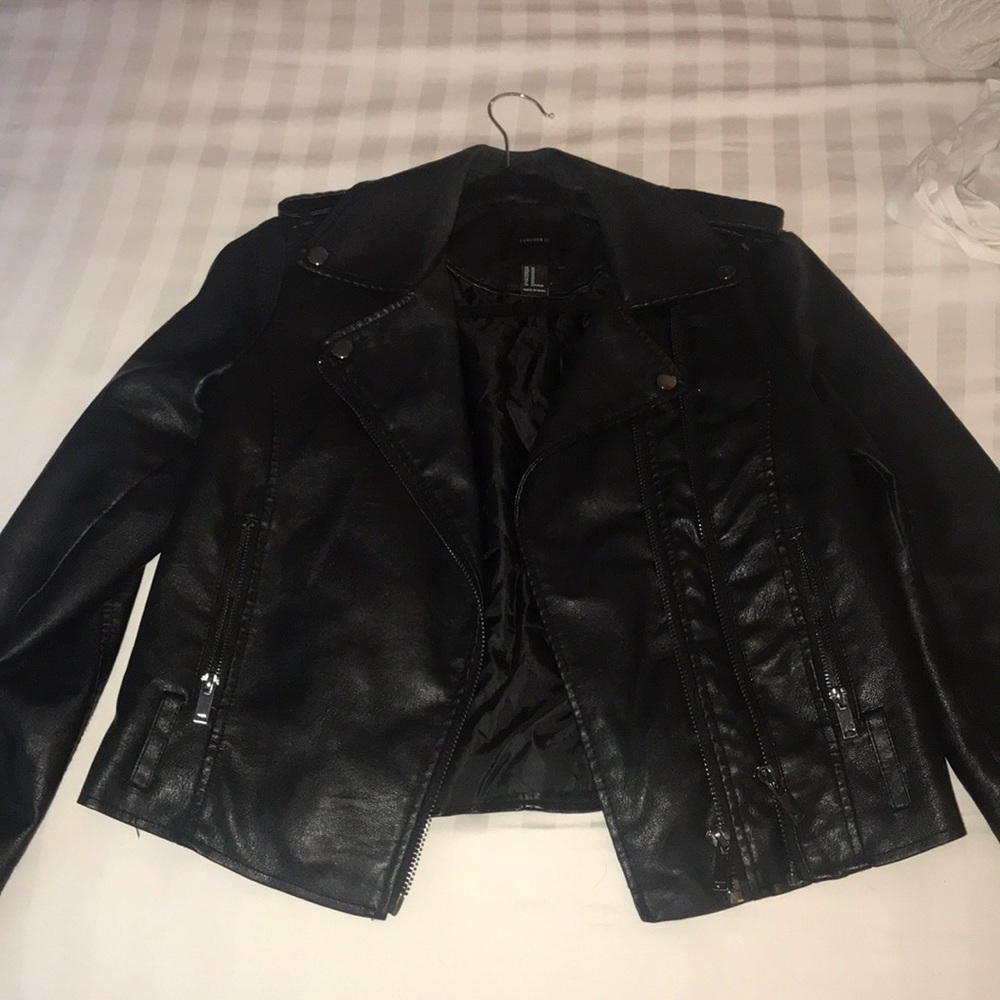 Forever 21 leather jacket black